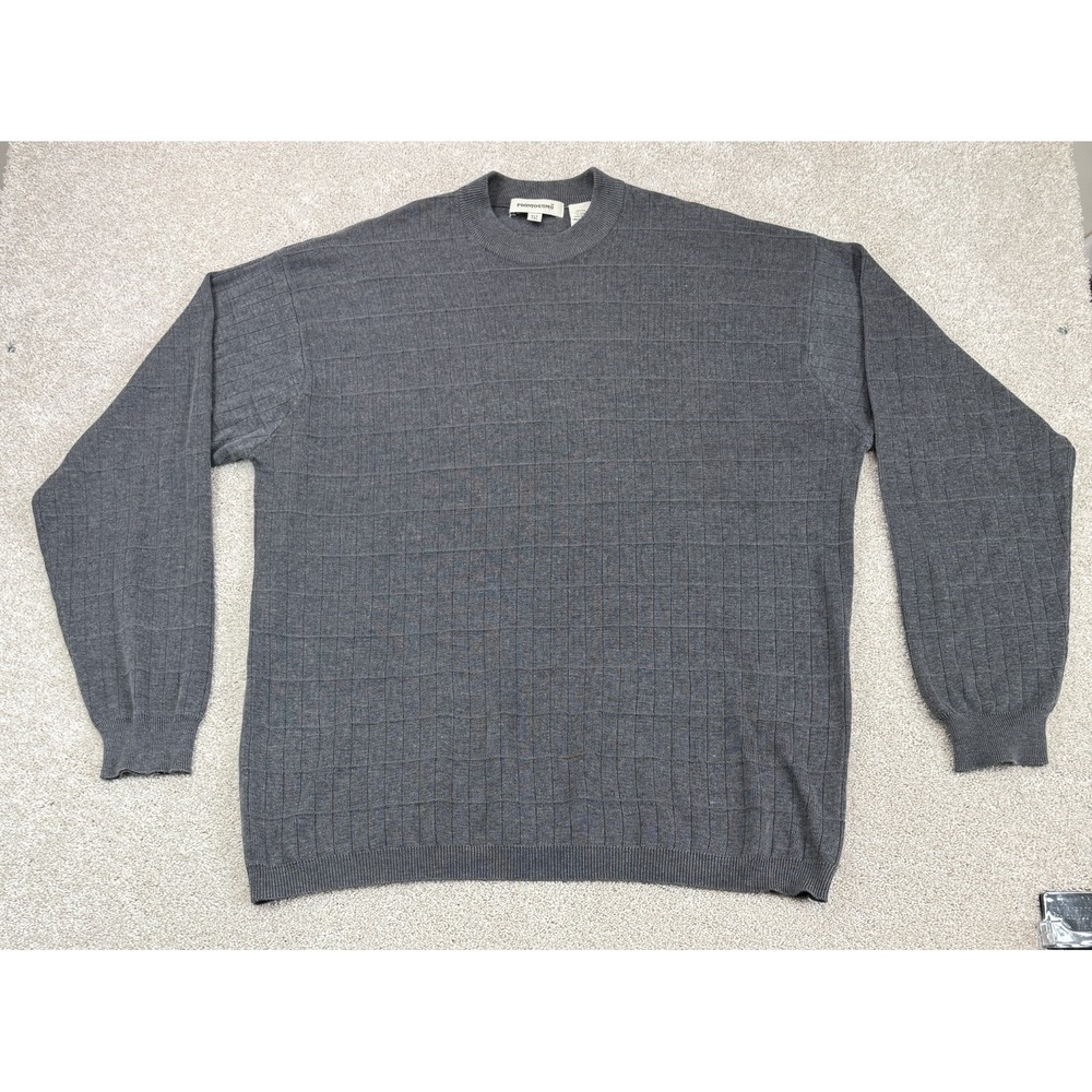 Pronto Uomo Mock Neck Sweater Men's XLT Gray Silk Cotton Blend Knit Minimalist